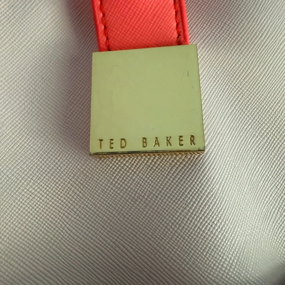 Ted Baker Pink and Neon Coral Saffiano Contrast Tote with Gold Hardware